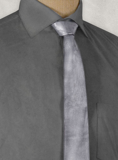 Metallic Lurex Gray Leather Tie