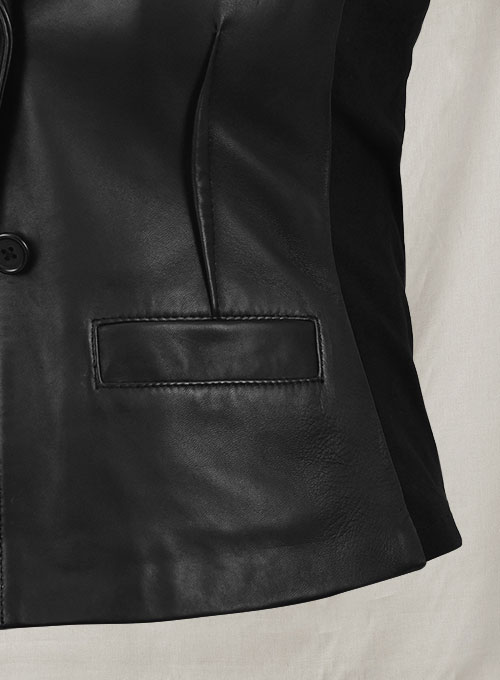 Modern Stretch Leather Blazer - Click Image to Close