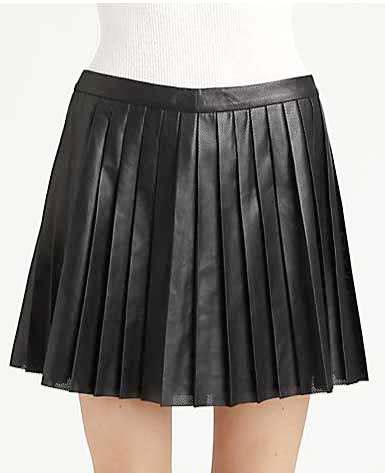Multi Pleated Leather Skirt - # 142