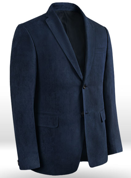 Navy Suede Vegan Leather Blazer