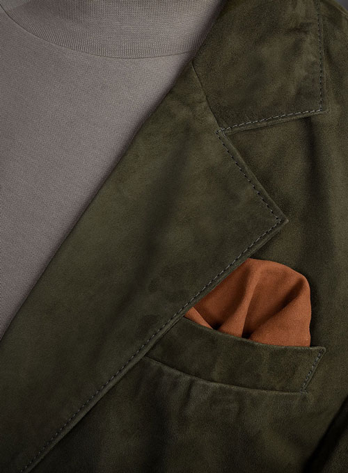 Olive Green Suede Leather Suit - Click Image to Close