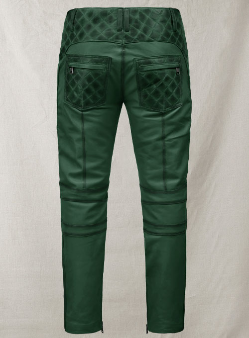 Outlaw Burnt Green Leather Pants - Click Image to Close