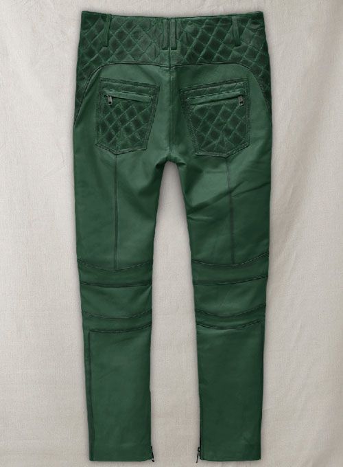 Outlaw Burnt Green Leather Pants - Click Image to Close