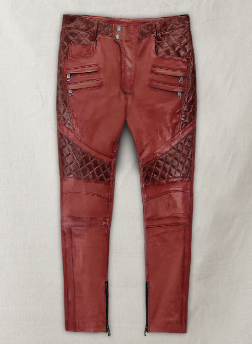 Outlaw Burnt Red Leather Pants - Click Image to Close