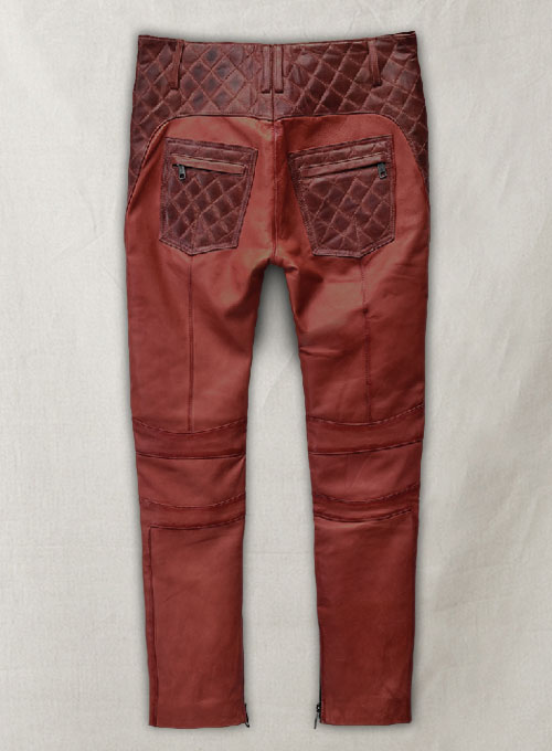 Outlaw Burnt Red Leather Pants - Click Image to Close