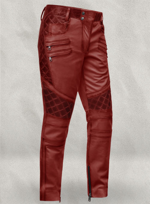 Outlaw Burnt Red Leather Pants - Click Image to Close