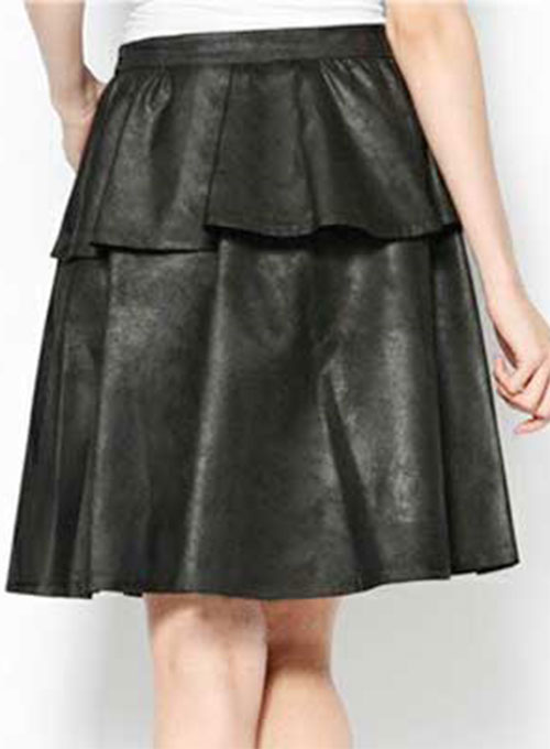 Peplum Flare Leather Skirt - # 415