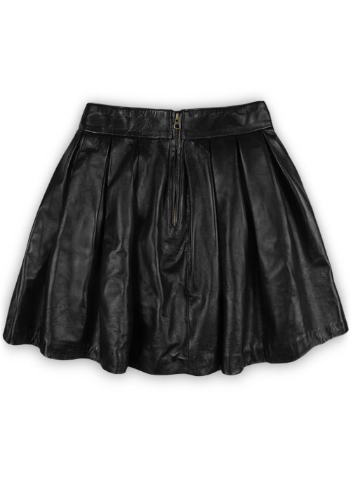 Pleated Leather Skirt - Click Image to Close