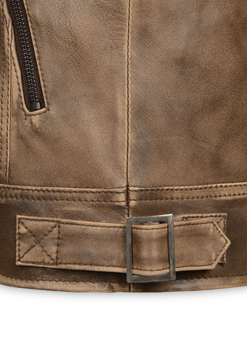 Rubbed Espanol Timber Brown Leather Jacket # 653 - Click Image to Close