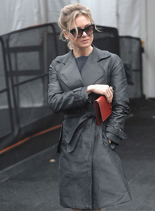 Renee Zellweger Leather Long Coat
