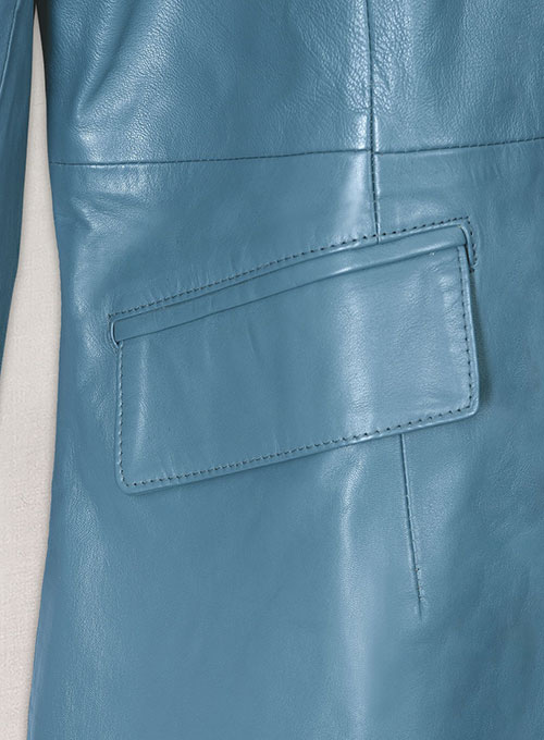 Rita Ora Leather Long Coat - Click Image to Close