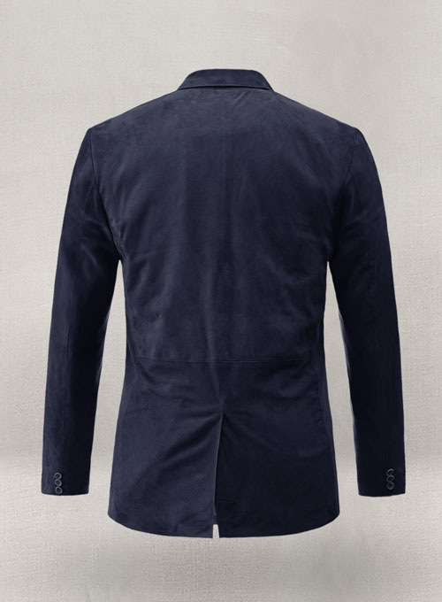Royal Blue Suede Leather Blazer - Click Image to Close