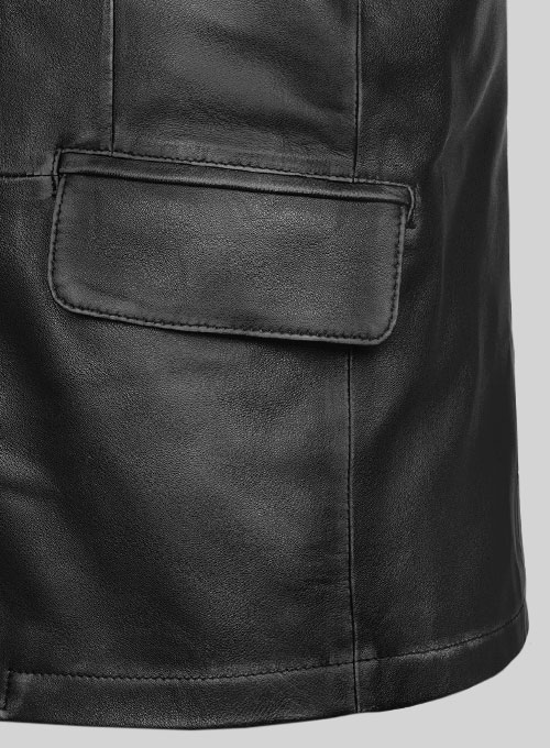 Rubbed Black Will Smith Leather Blazer - Click Image to Close