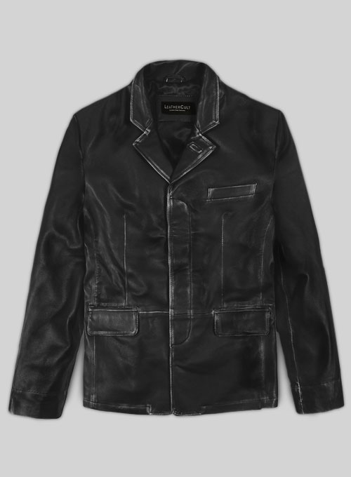 Rubbed Black Will Smith Leather Blazer