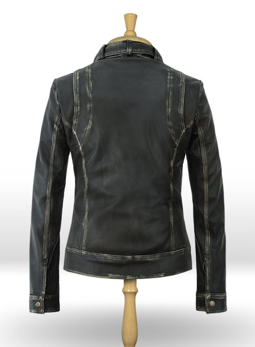 Rubbed Charcoal Leather Jacket # 217 - Click Image to Close