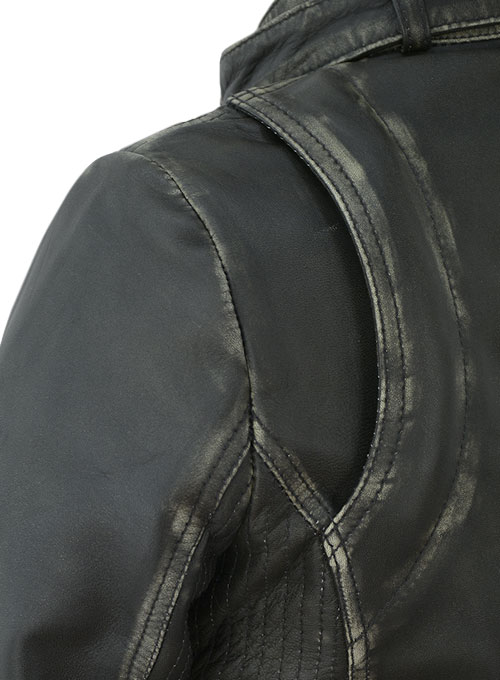 Rubbed Charcoal Leather Jacket # 217 - Click Image to Close