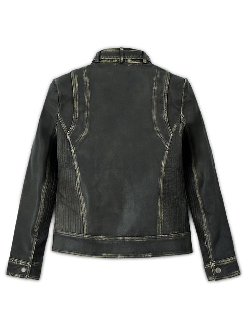 Rubbed Charcoal Leather Jacket # 217