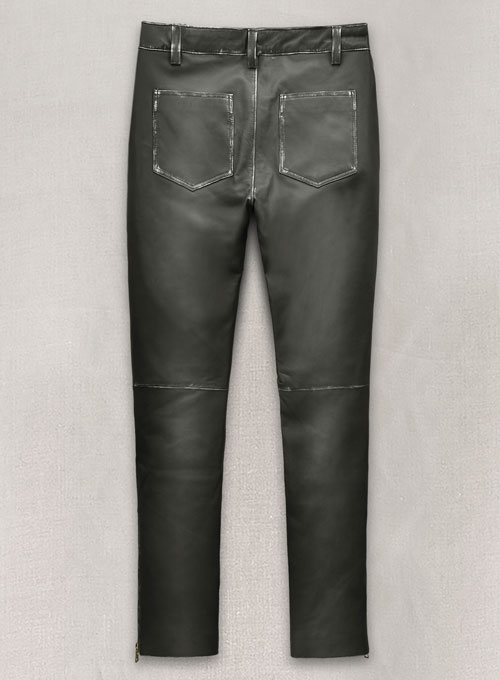 Rubbed Charcoal Ricky Martin Leather Pants