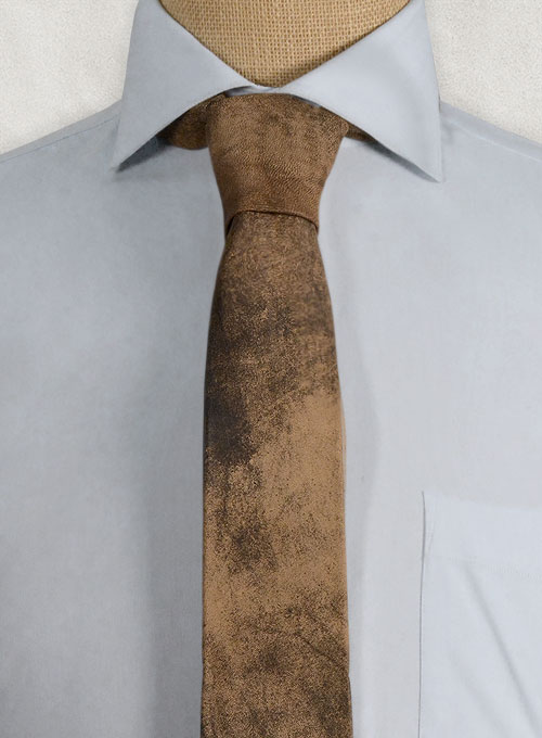 Rusted Brown Leather Tie - Click Image to Close