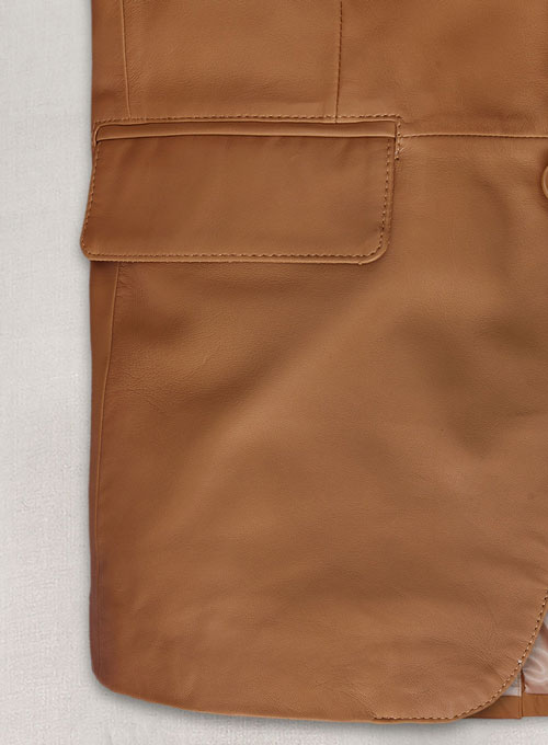 Soft Bella Brown Leather Blazer - Click Image to Close
