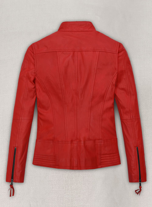 Soft Blood Red Washed and Wax Leather Jacket # 520 - Click Image to Close