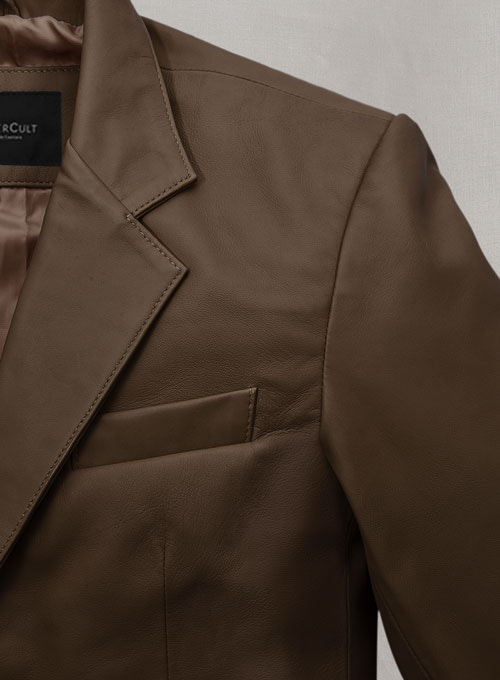 Soft Scottish Brown Leather Blazer - Click Image to Close