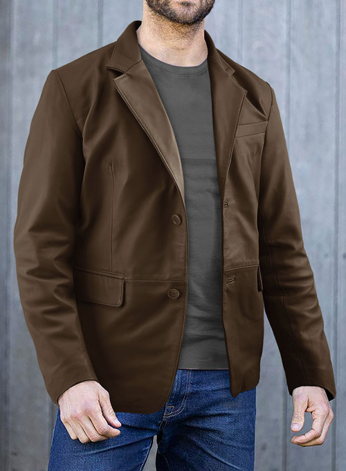 Soft Scottish Brown Leather Blazer - Click Image to Close