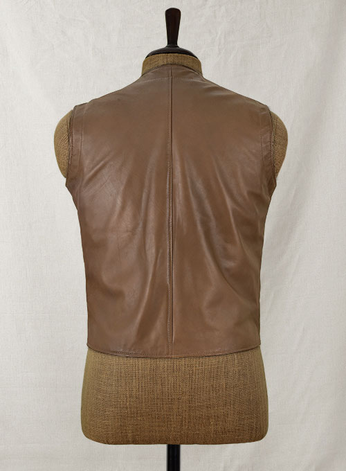 Shawl Lapel Leather Vest - Click Image to Close