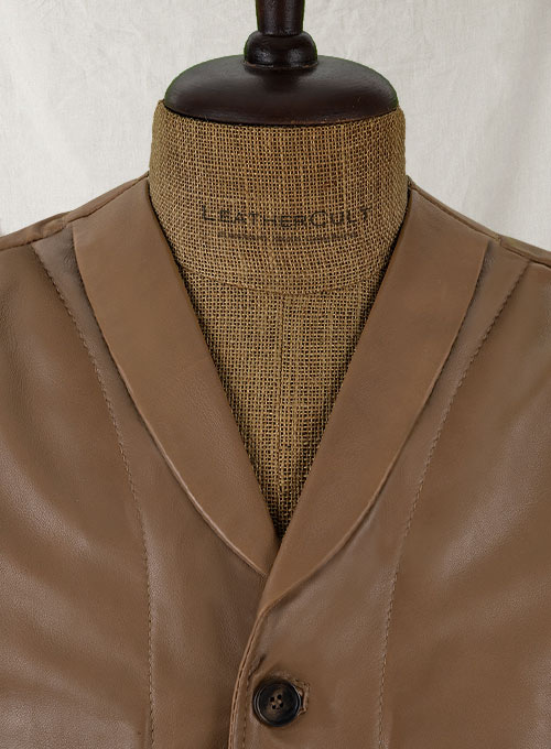 Shawl Lapel Leather Vest - Click Image to Close