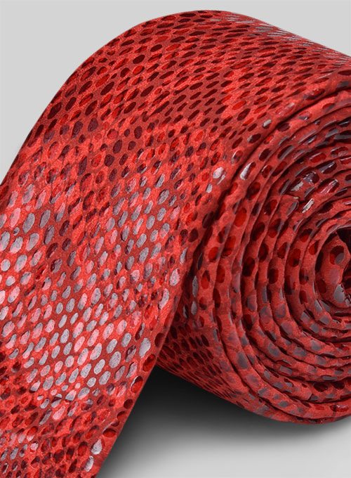 Shiny Red Python Leather Tie