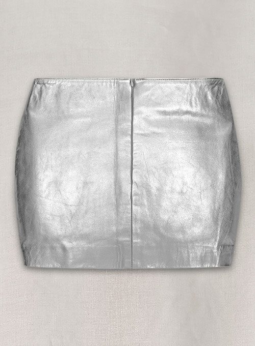 Silver Adjustable Slit Leather Skirt - Click Image to Close