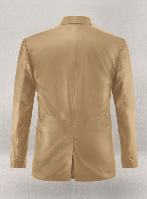 Soft Dark Beige Leather Blazer - Click Image to Close