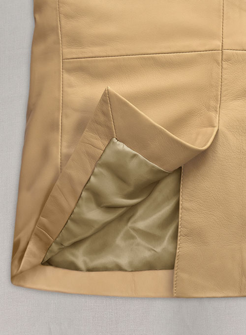 Soft Dark Beige Leather Blazer - Click Image to Close