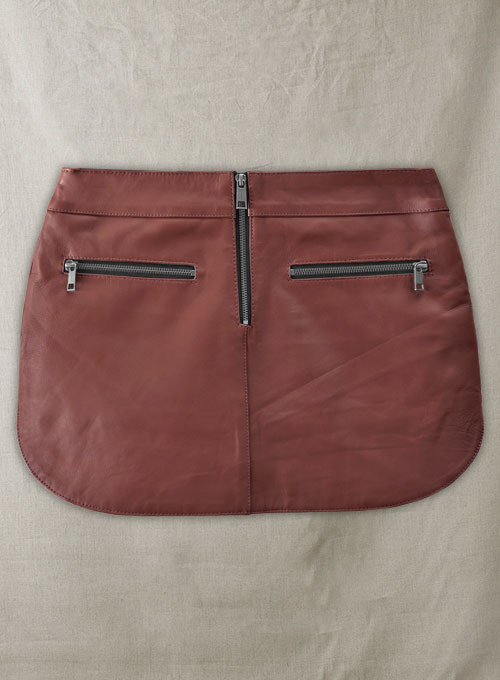 Soft Fermented Burgundy Hilary Duff Leather Skirt - Click Image to Close