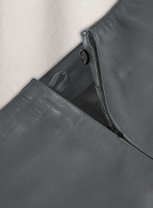 Soft Gray Adjustable Slit Leather Skirt