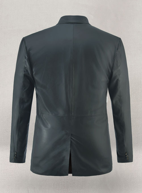 Soft Gray Leather Blazer - Click Image to Close