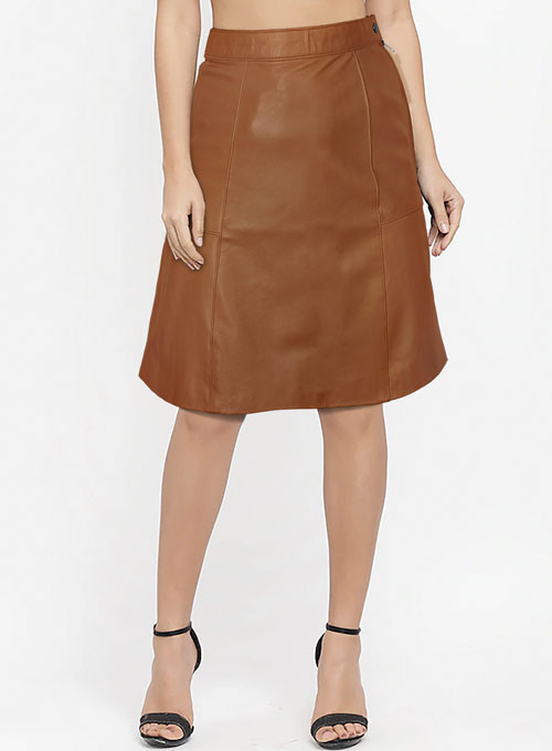 Soft Hunter Tan Diane Kruger Leather Skirt