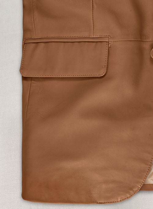 Soft Hunter Tan Leather Blazer - Click Image to Close