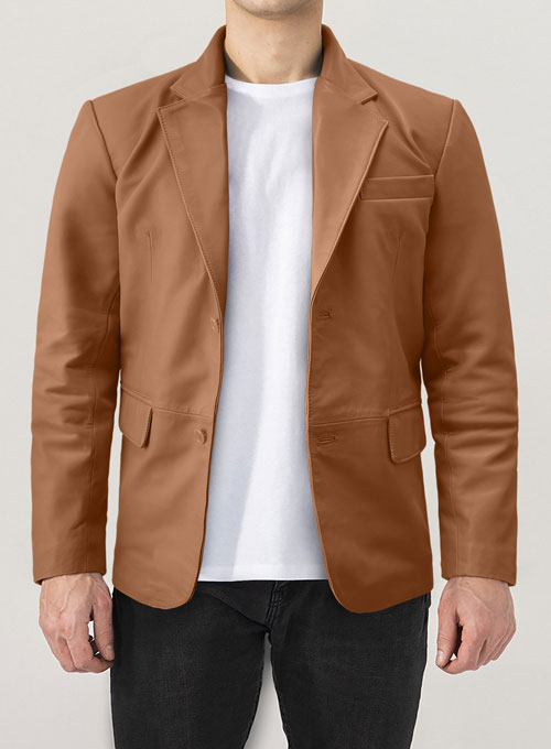 Soft Hunter Tan Leather Blazer - Click Image to Close