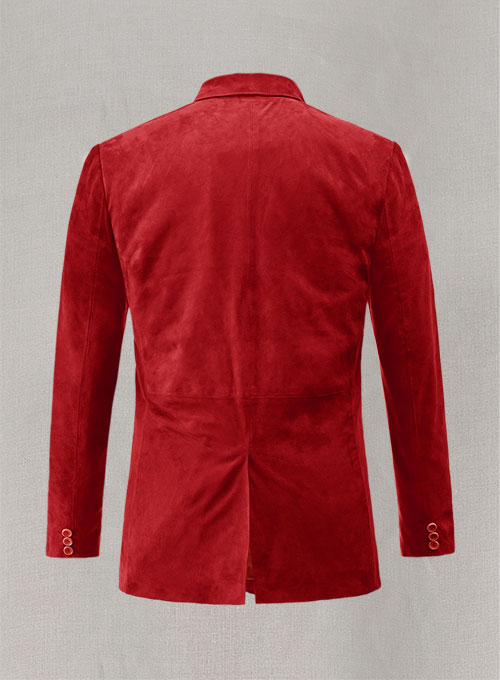 Soft Lava Red Suede Leather Blazer - Click Image to Close
