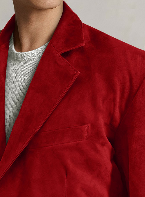 Soft Lava Red Suede Leather Blazer - Click Image to Close
