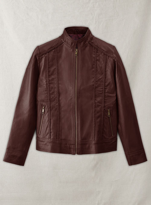 Soft Maroon Wax Clova Leather Jacket - Click Image to Close