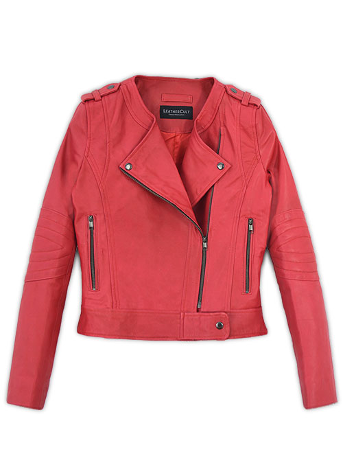 Soft Raspberry Red Leather Jacket # 220