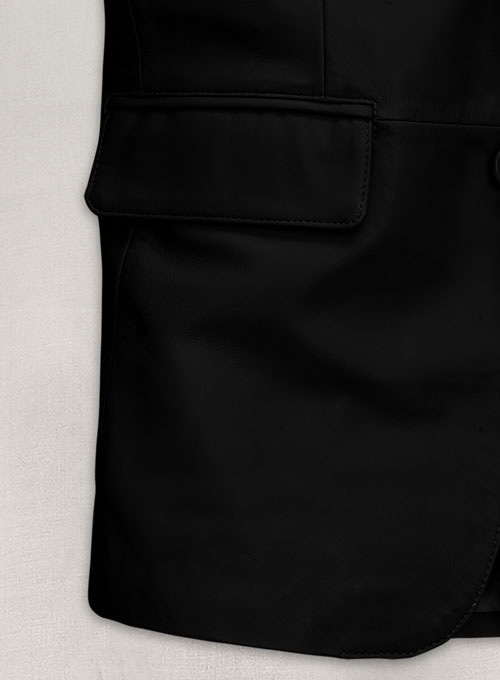Soft Rich Black Leather Blazer - Click Image to Close