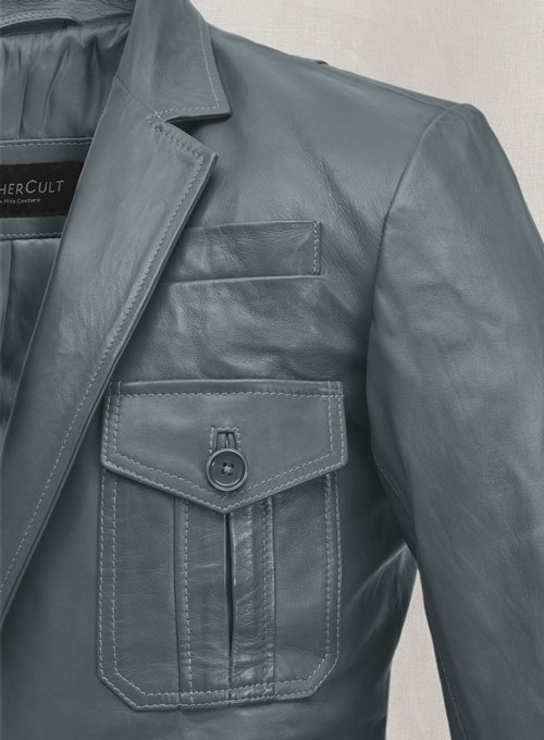 Soft Sherpa Gray Washed and Wax Leather Blazer - #712 - Click Image to Close