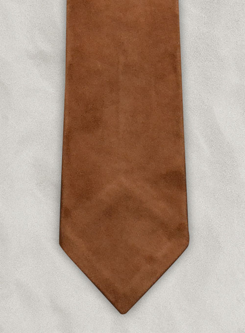 Soft Tan Brown Suede Leather Tie