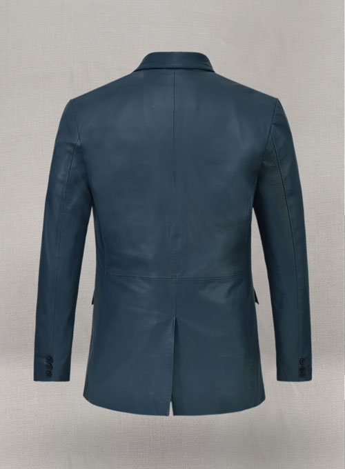 Soft Winsor Blue Leather Blazer - Click Image to Close