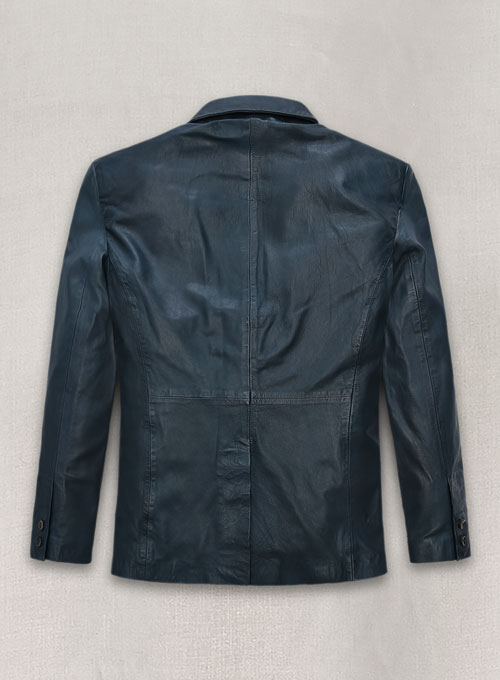 Soft Winsor Blue Washed and Wax Leather Blazer - Click Image to Close