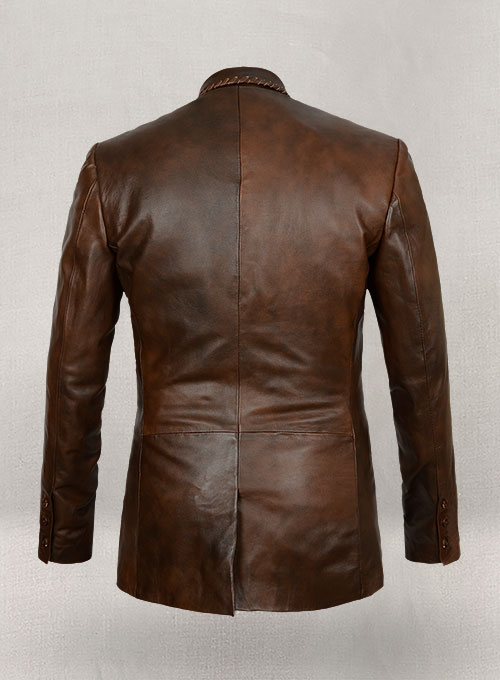 Spanish Brown Medieval Leather Blazer - Click Image to Close