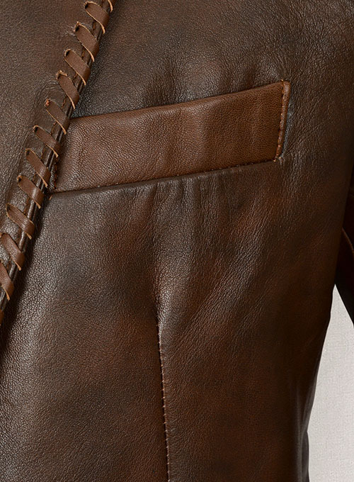 Spanish Brown Medieval Leather Blazer - Click Image to Close